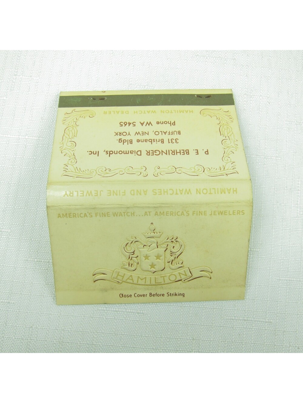 Vintage Matchbook FULL Hamilton Americas Fine Watch Dynavar Powerspring New York